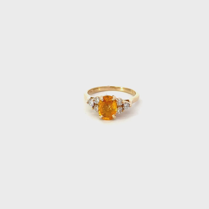 Vintage Yellow Sapphire & Diamond Ring in 14K Yellow Gold