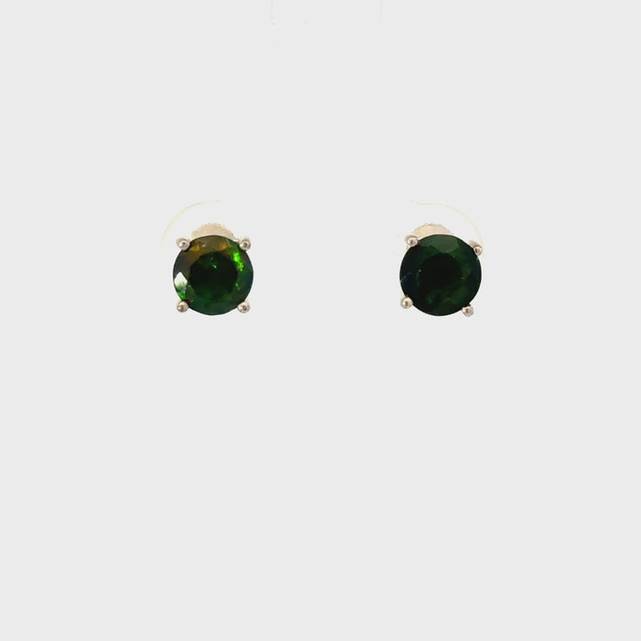 Ethiopian Black Opal Stud Earrings in Sterling Silver