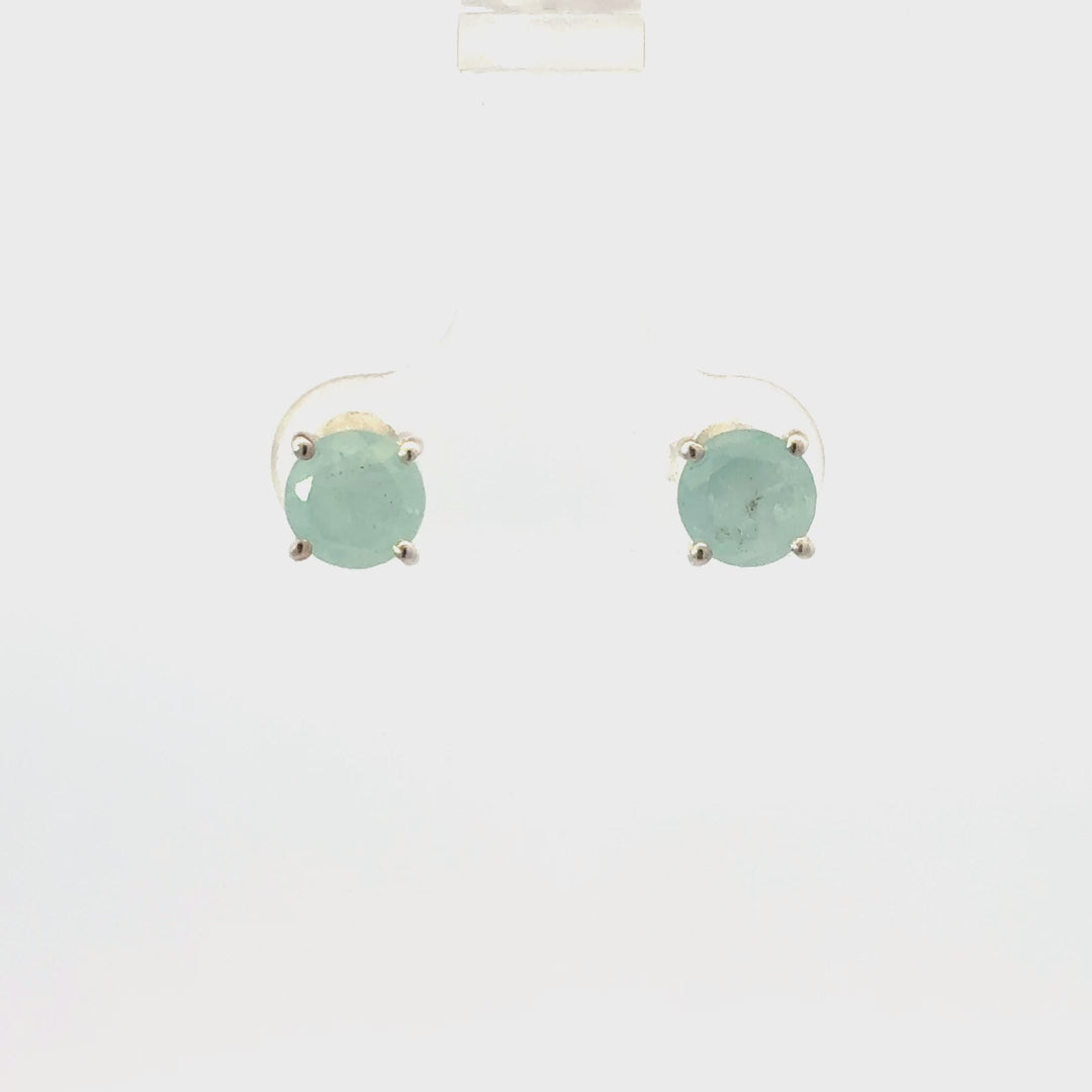 Aquamarine Stud Earrings in Sterling Silver