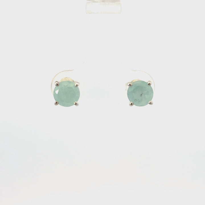Aquamarine Stud Earrings in Sterling Silver
