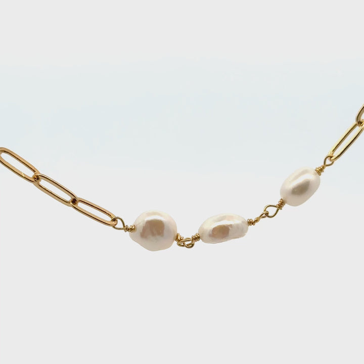 Pearl Freeform Necklace in 14k Goldfill
