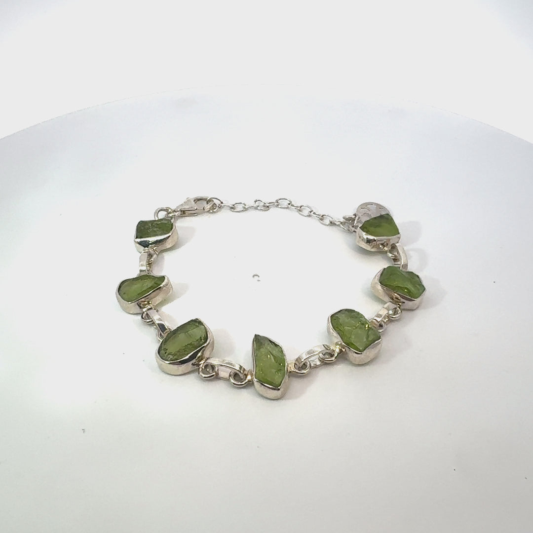 Peridot Freeform Bracelet in Sterling Silver
