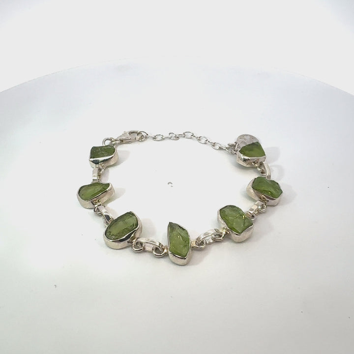 Peridot Freeform Bracelet in Sterling Silver