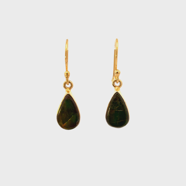 Ammolite Dangle Earrings in 18K Gold-Plated Sterling Silver