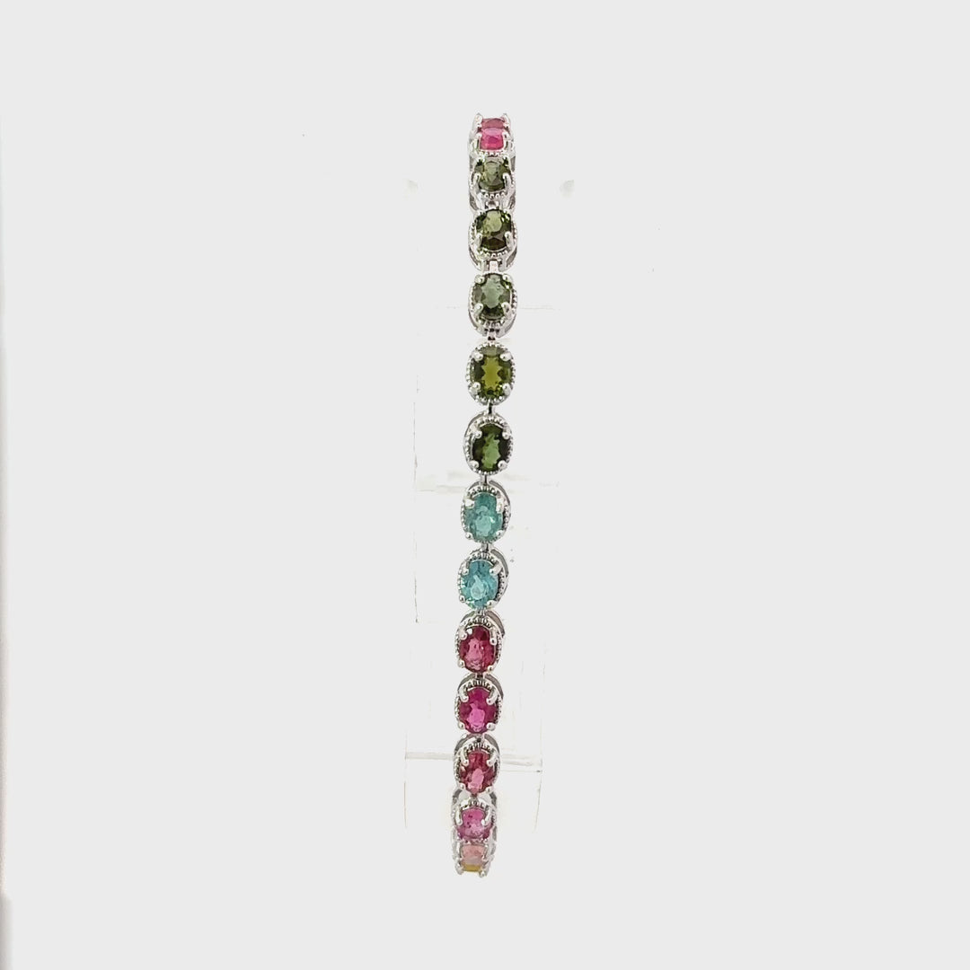 Multicolored Tourmaline Bracelet in Sterling Silver