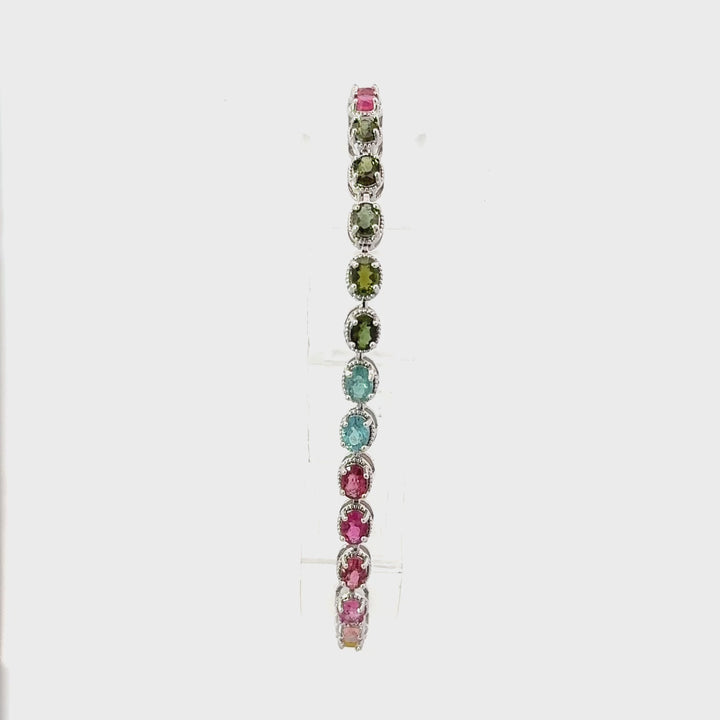 Multicolored Tourmaline Bracelet in Sterling Silver