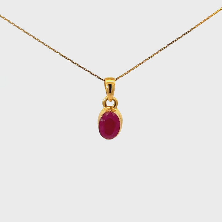Faceted Ruby Necklace in Gold Over Sterling Silver