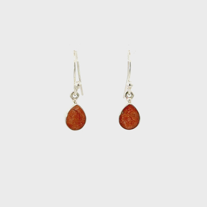 Sunstone Dangle Earrings in Sterling Silver