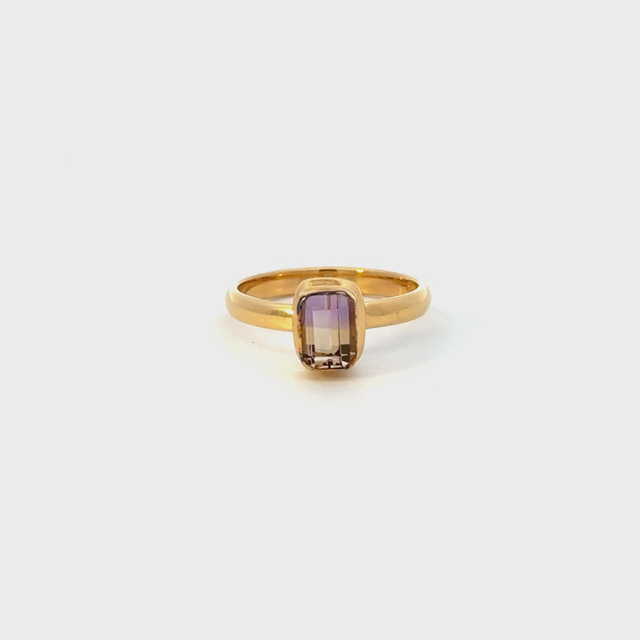 Ametrine Bezel Set Ring in 18K Gold over Sterling Silver
