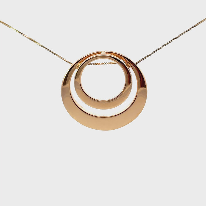 Vintage Double Circle Necklace in Gold Over Sterling Silver
