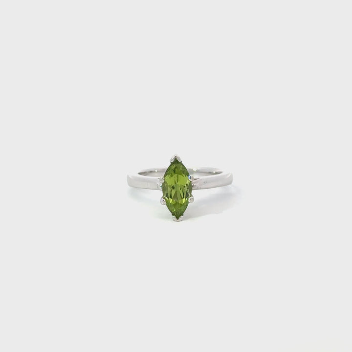 Vintage Peridot Ring in 14K White Gold