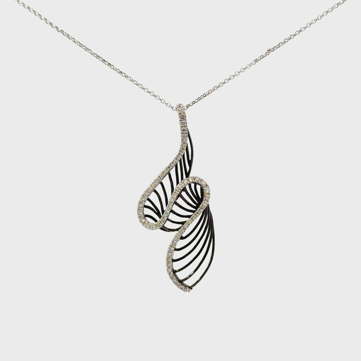 Diamond Ribbon Necklace in 14k White Gold
