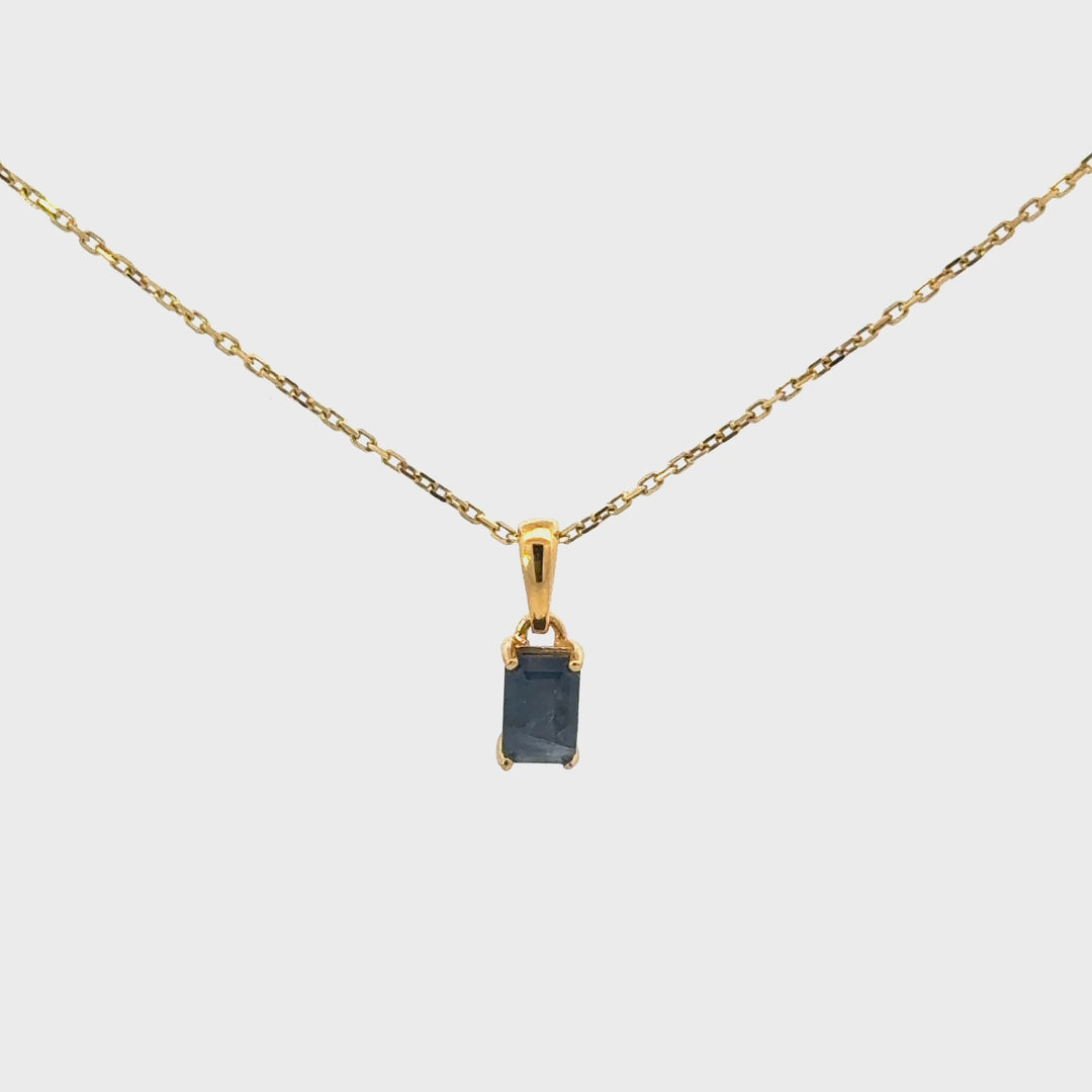Emerald Cut Sapphire Necklace in Vermeil