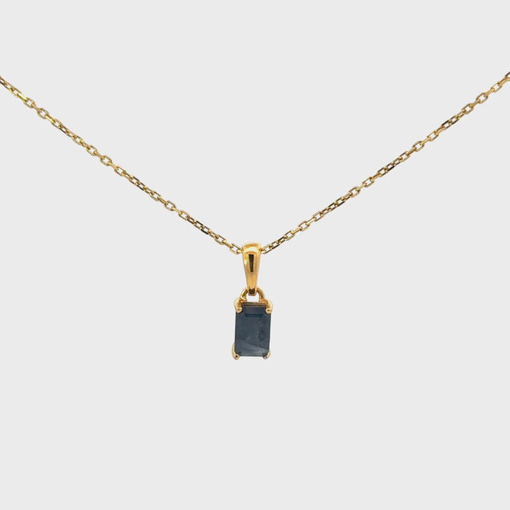 Emerald Cut Sapphire Necklace in Vermeil