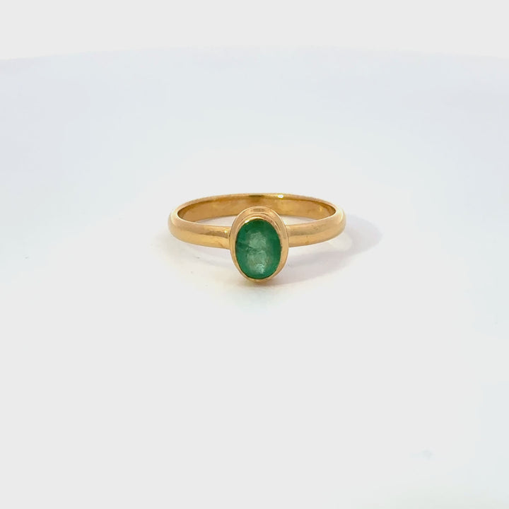Emerald Bezel Set Ring in 18K Gold Over Sterling Silver