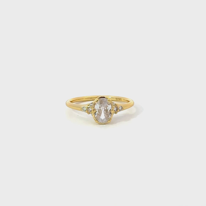 Cubic Zirconia Ring in 18k Gold Plated Sterling Silver